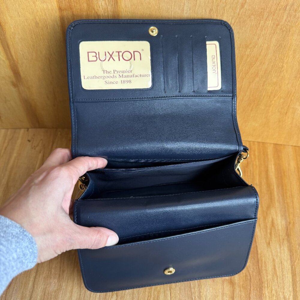 Buxton Mini Bag NWT Crossbody Navy Leather - Picture 9 of 16